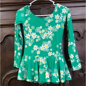 Vintage 70’s Flower Power Green Leotard Figure Ice Skating Halloween Groovy